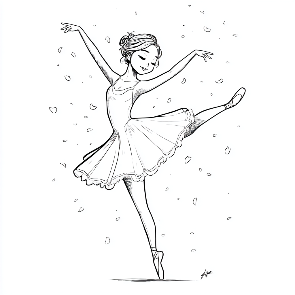 Ballerina coloring page – Ballerina Dancing Gentle Dancing Mov