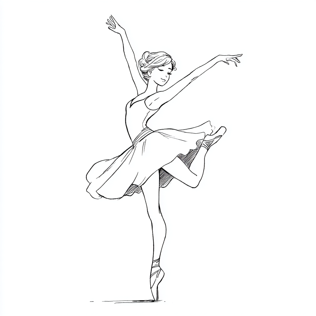 Ballerina coloring page – Ballerina Dancing Gentle Dancing Mov