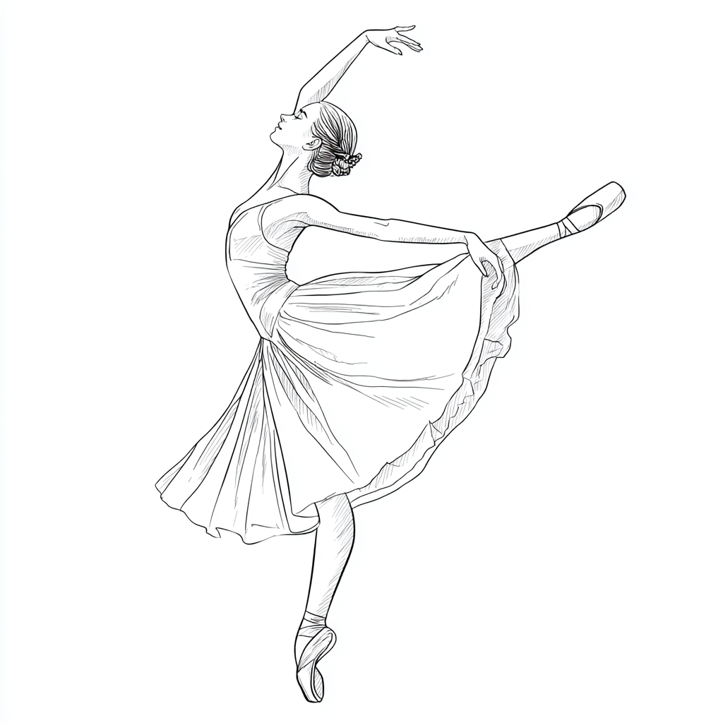 Ballerina coloring page – Ballerina Dancing Gentle Dancing Mov