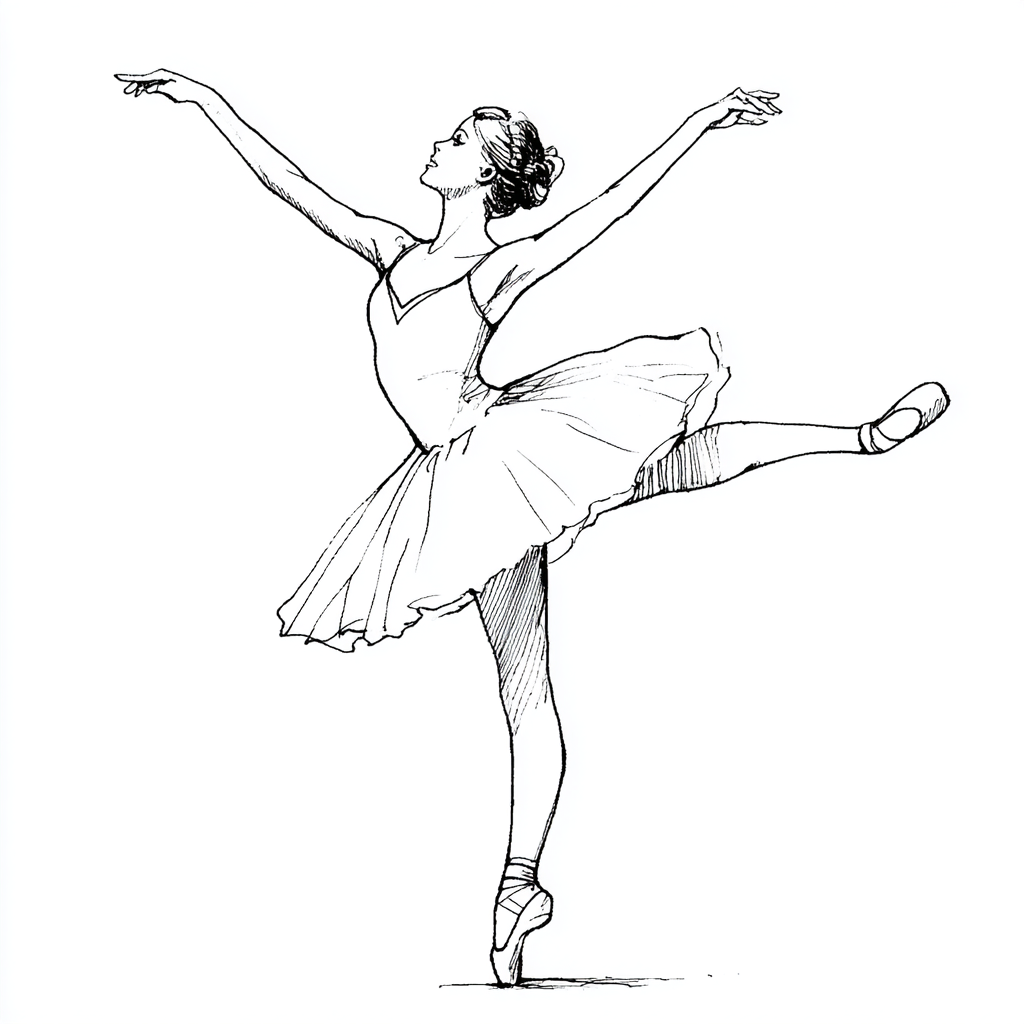 Ballerina coloring page – Ballerina Easy Drawing Ultra-simple