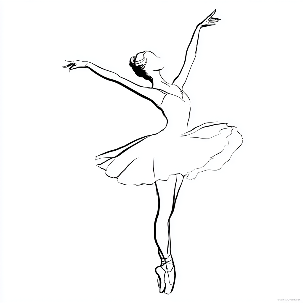 Ballerina coloring page – Ballerina Easy Drawing Ultra-simple