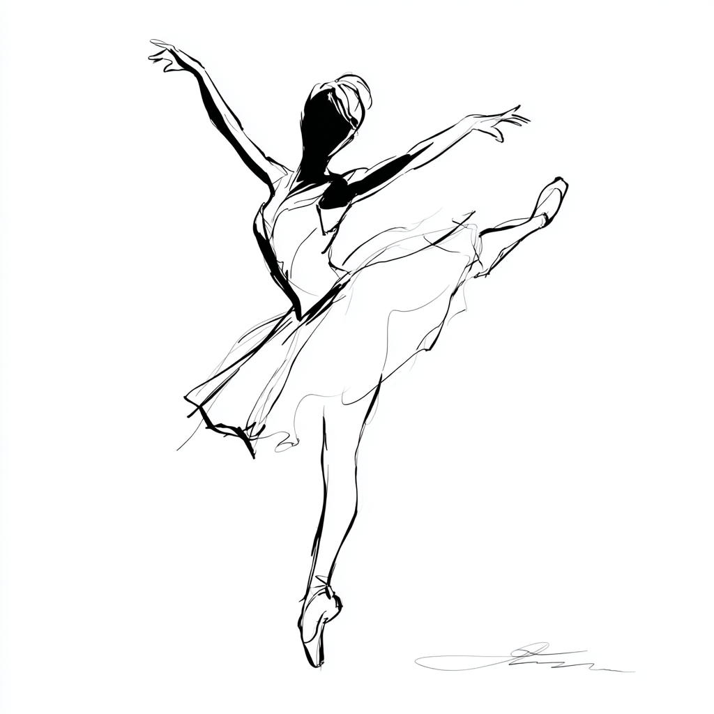 Ballerina coloring page – Ballerina Outline Very Simple Baller