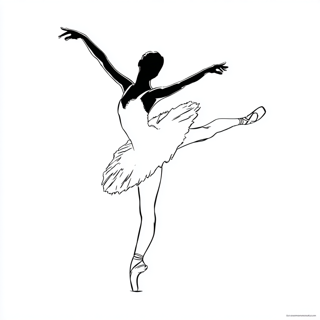 Ballerina coloring page – Ballerina Outline Very Simple Baller