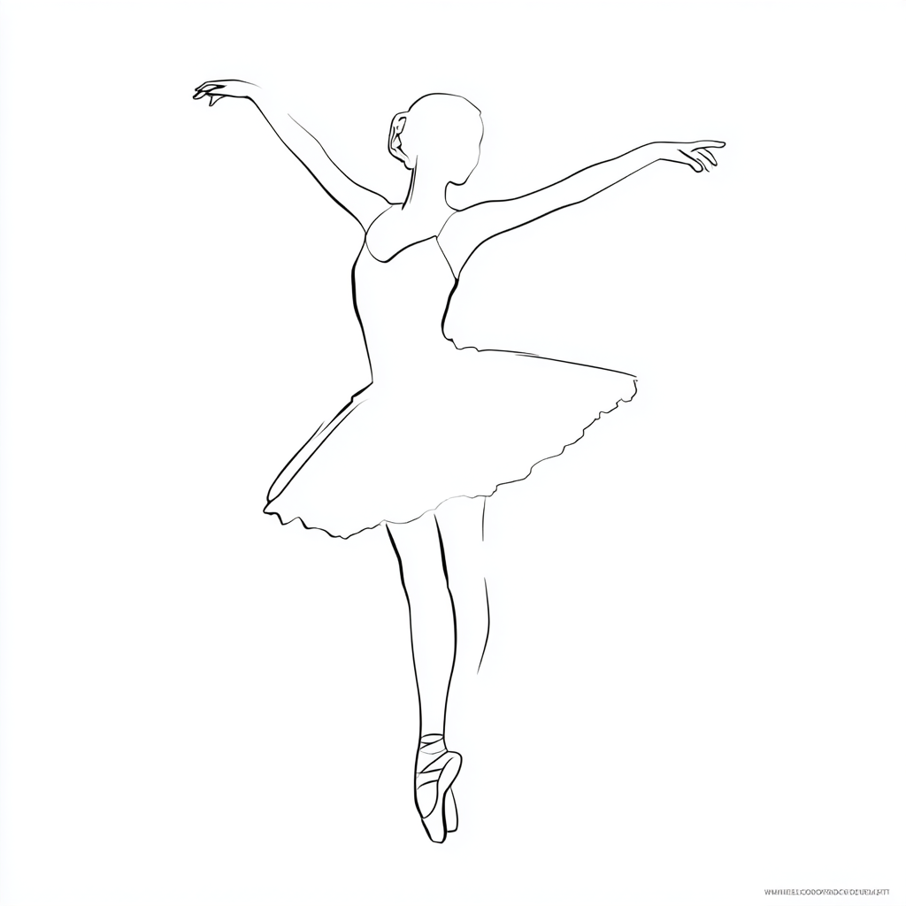 Ballerina coloring page – Ballerina Outline Very Simple Baller