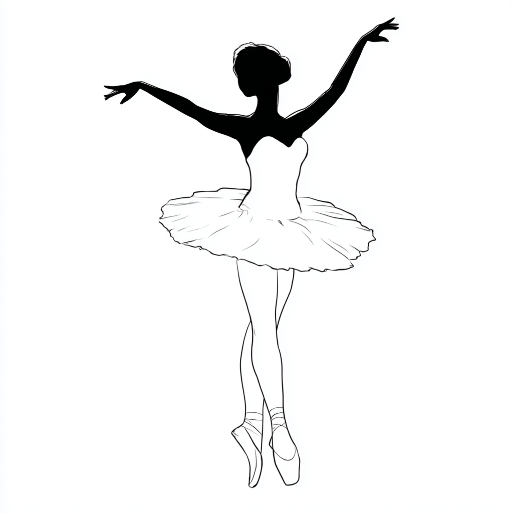 Ballerina coloring page – Ballerina Outline Very Simple Baller