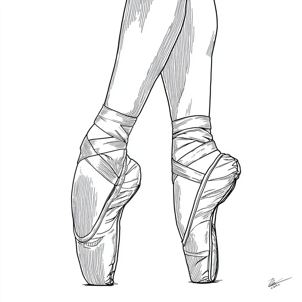 Ballerina coloring page – Ballerina Pointe Shoes Ballerina Sta