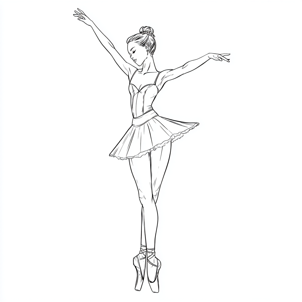 Ballerina coloring page – Ballerina Pointe Shoes Ballerina Sta