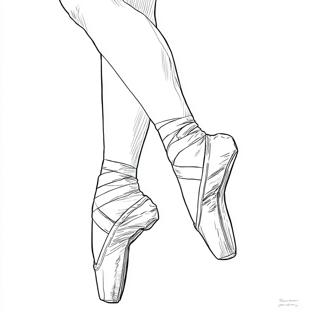 Ballerina coloring page – Ballerina Pointe Shoes Ballerina Sta