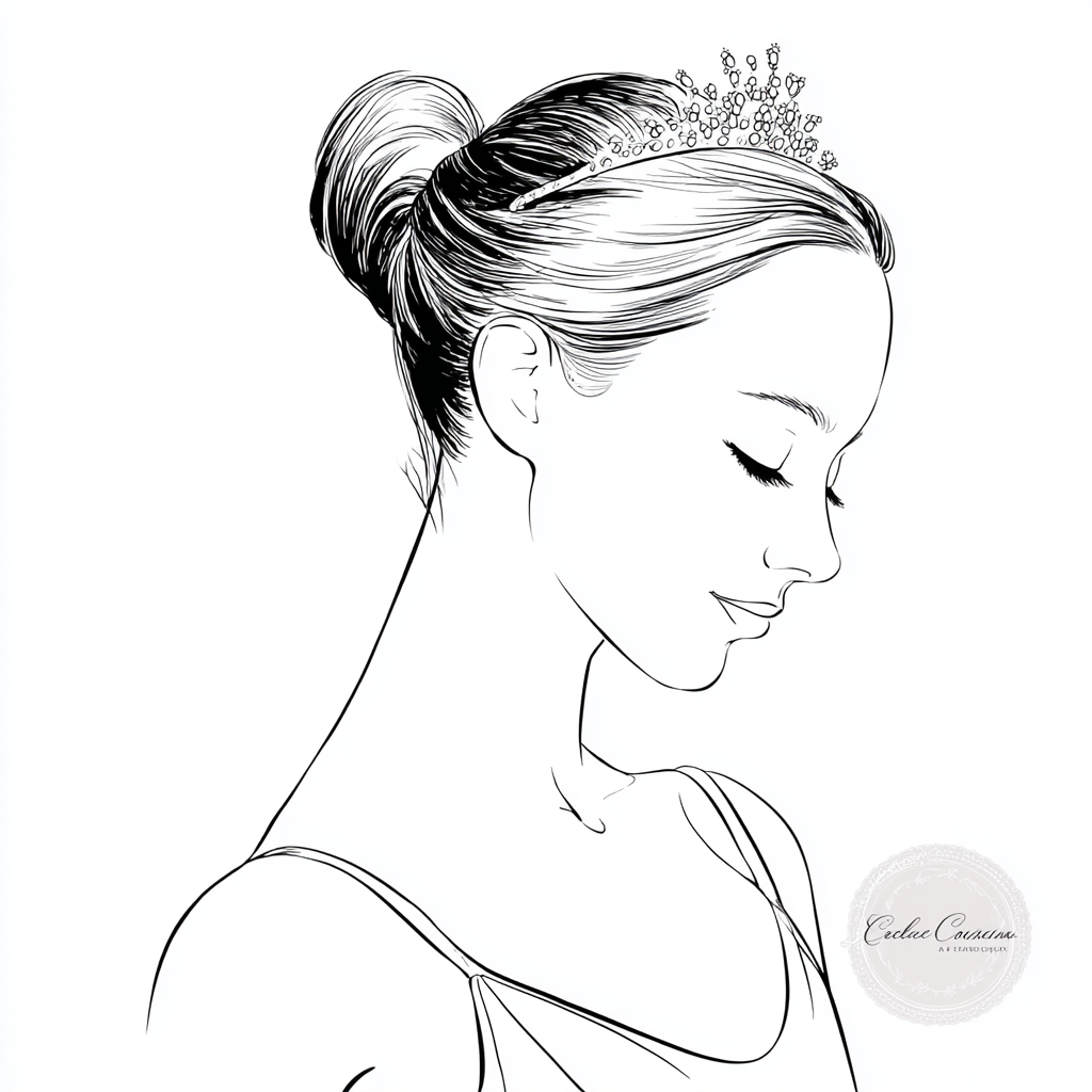 Ballerina coloring page – Ballerina Portrait Simple Front Port