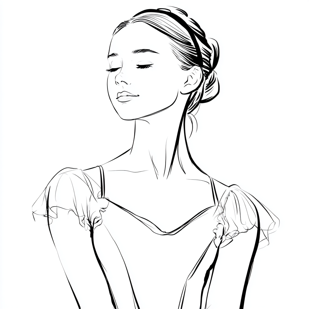Ballerina coloring page – Ballerina Portrait Simple Front Port