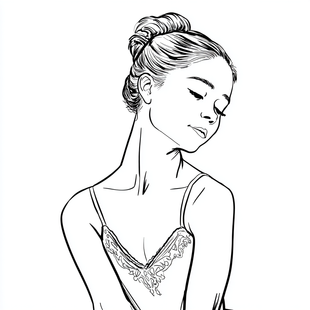 Ballerina coloring page – Ballerina Portrait Simple Front Port