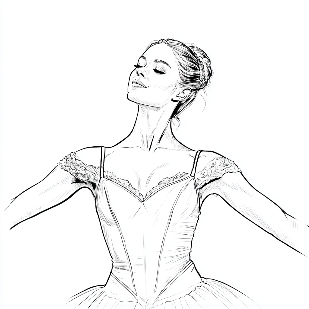 Ballerina coloring page – Ballerina Portrait Simple Front Port