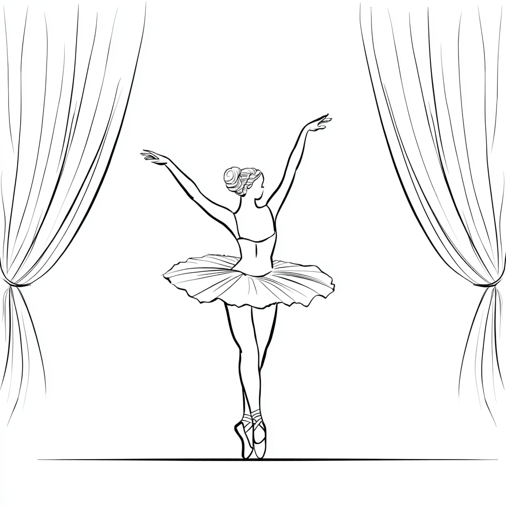 Ballerina coloring page – Ballerina Stage Pose Ballerina On St