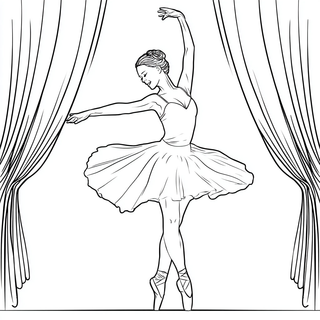 Ballerina coloring page – Ballerina Stage Pose Ballerina On St