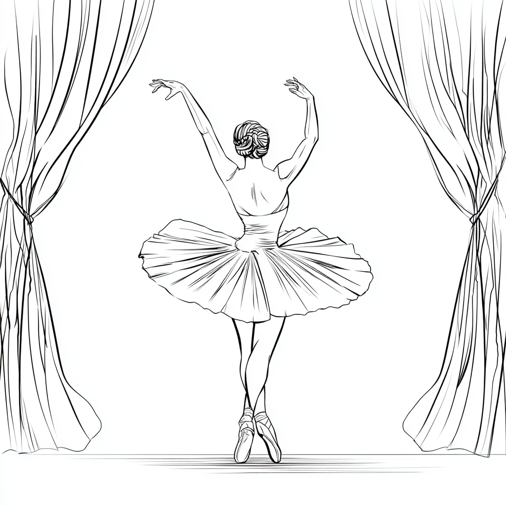 Ballerina coloring page – Ballerina Stage Pose Ballerina On St