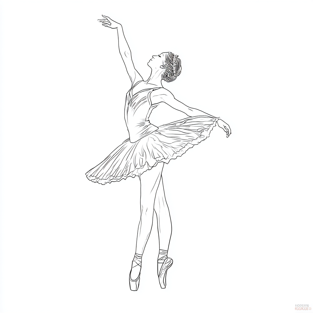 Ballerina coloring page – Ballerina Standing Pose Simple Line