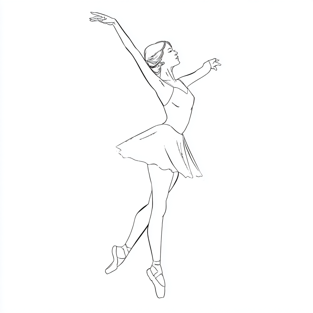 Ballerina coloring page – Ballerina Standing Pose Simple Line