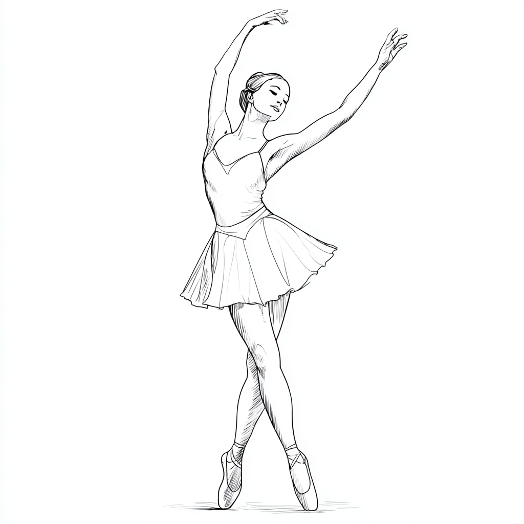 Ballerina coloring page – Ballet Dancer Pose Classic Ballet Po