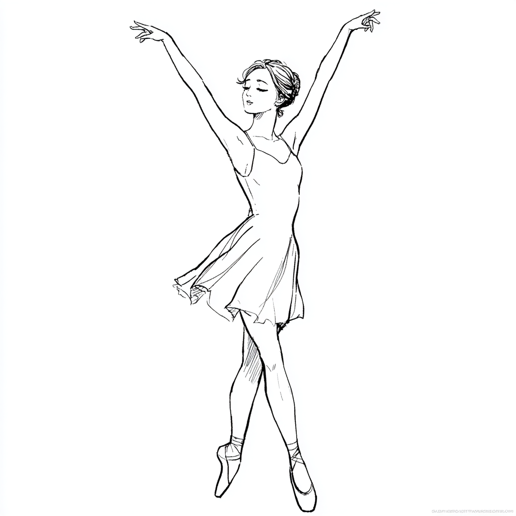 Ballerina coloring page – Ballet Dancer Pose Classic Ballet Po