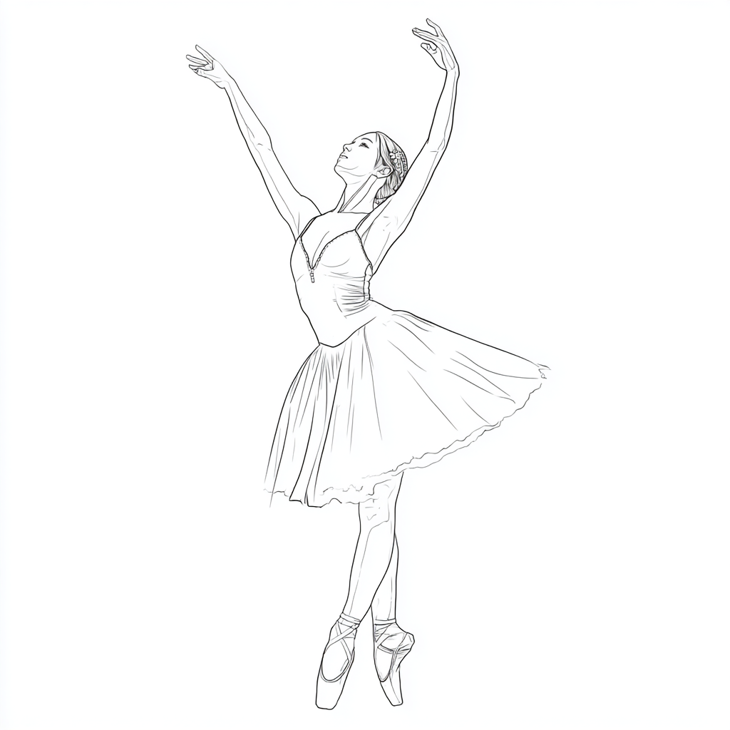 Ballerina coloring page – Ballet Dancer Pose Classic Ballet Po