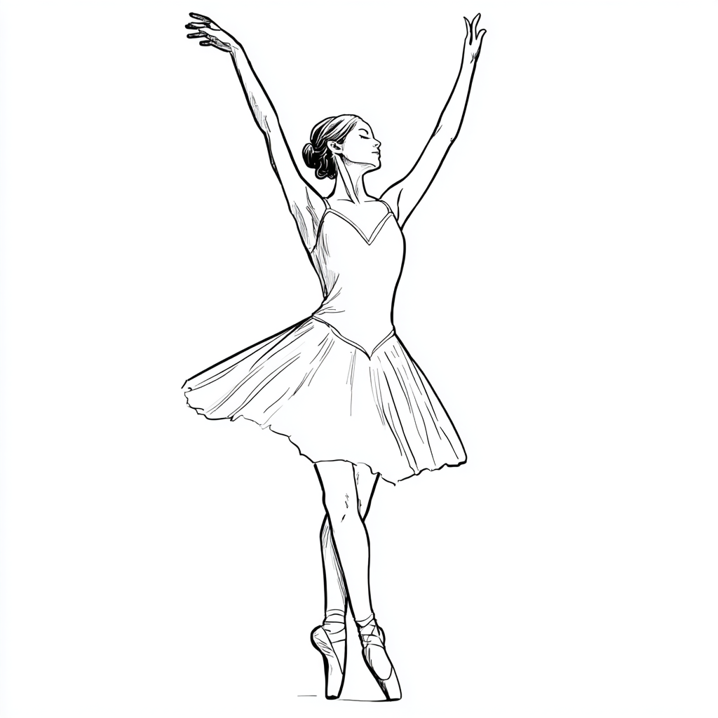 Ballerina coloring page – Ballet Dancer Pose Classic Ballet Po
