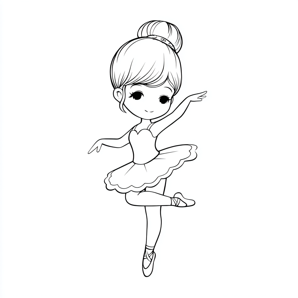 Ballerina coloring page – Cute Ballerina Cute Cartoon-style Ba