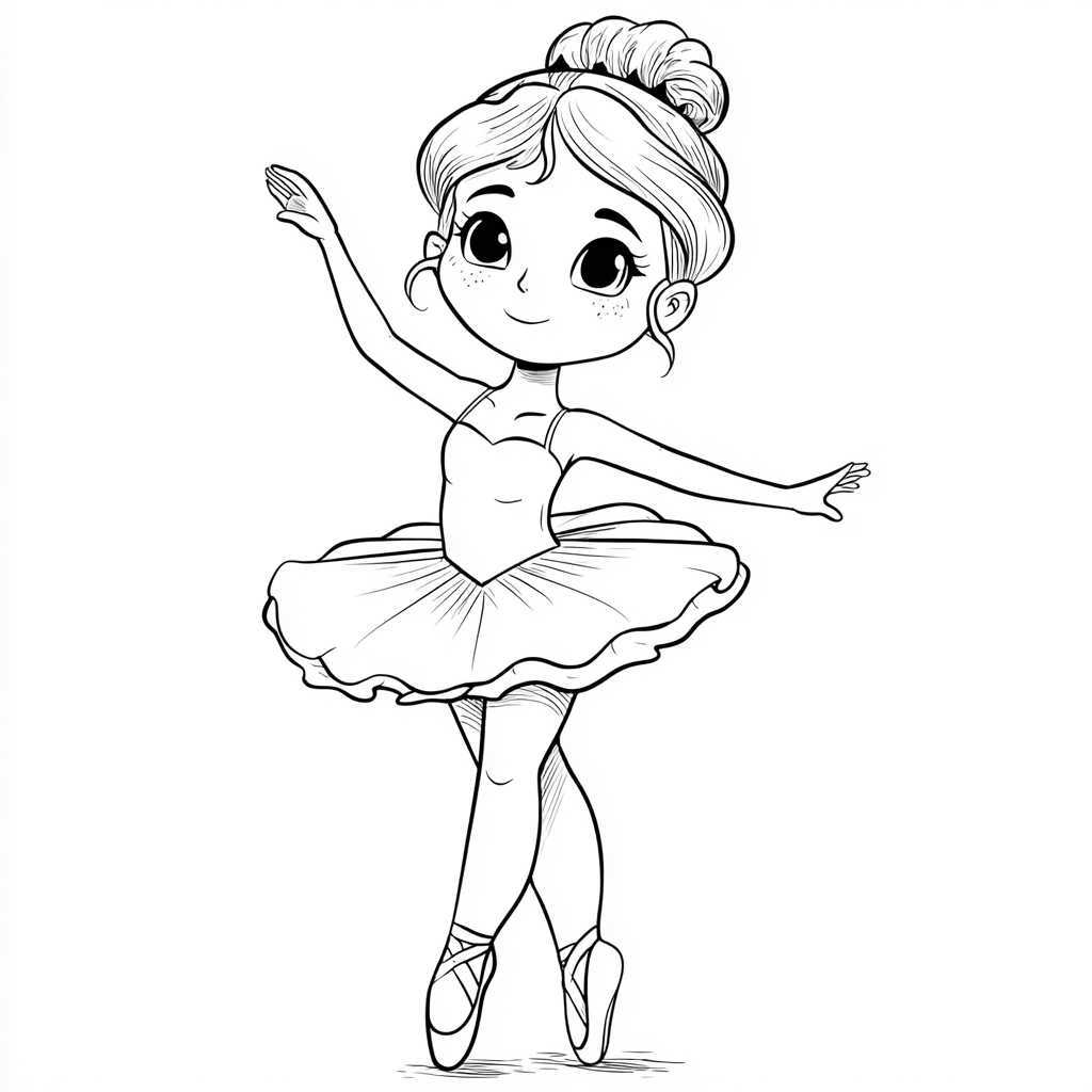 Ballerina coloring page – Cute Ballerina Cute Cartoon-style Ba