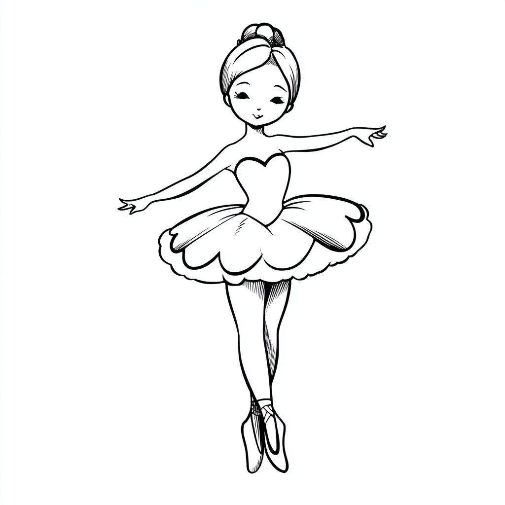 Ballerina coloring page – Cute Ballerina Cute Cartoon-style Ba
