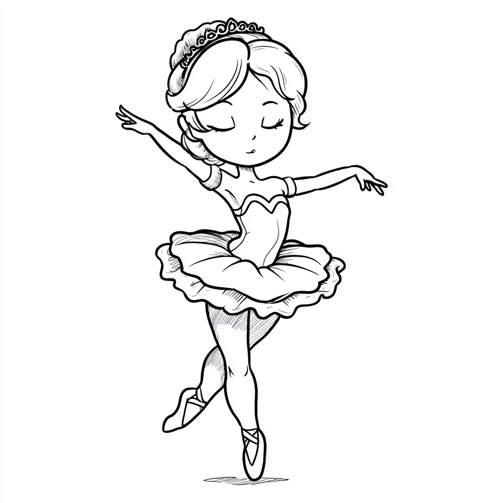 Ballerina coloring page – Cute Ballerina Cute Cartoon-style Ba