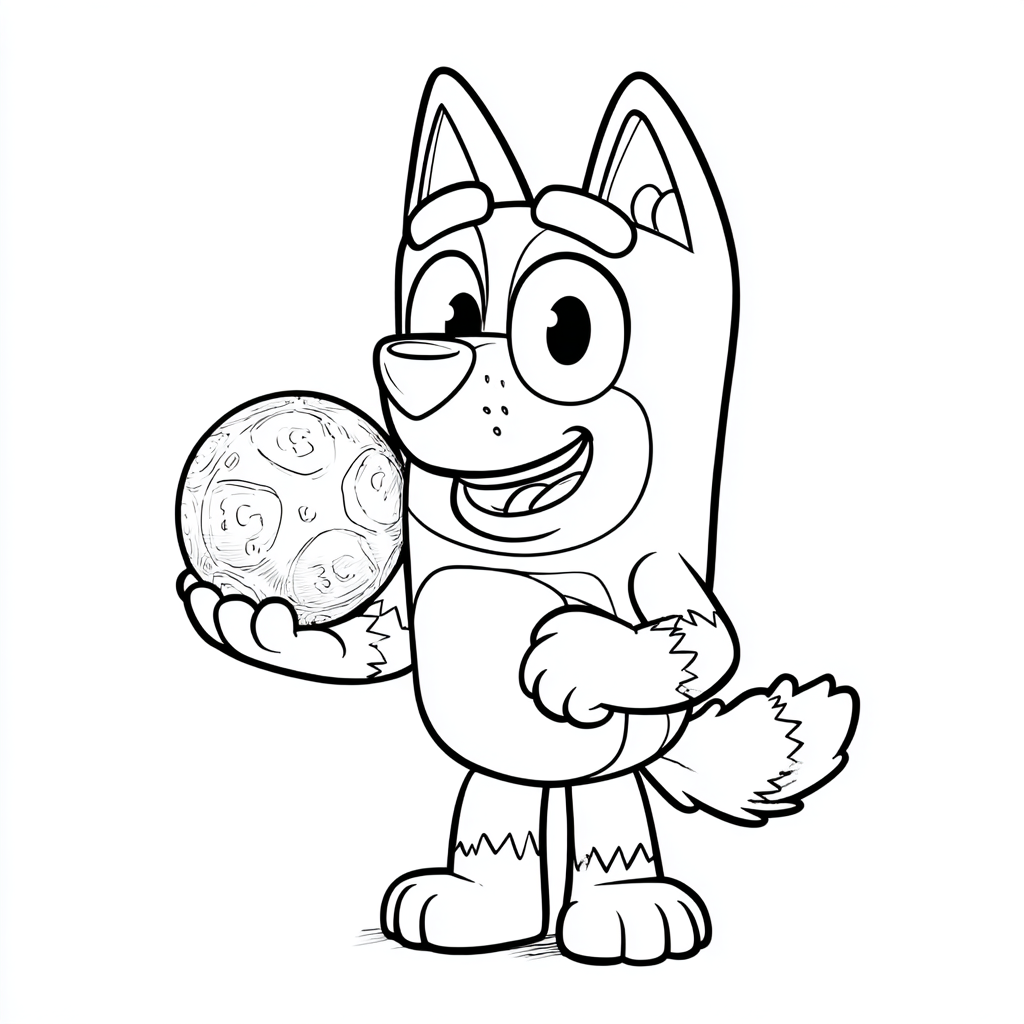 Bluey coloring page – Bingo Playing Bingo Holding A Toy Clean