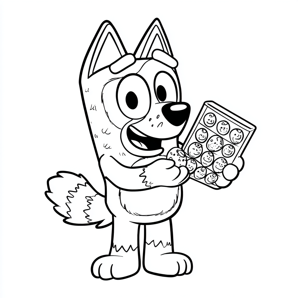 Bluey coloring page – Bingo Playing Bingo Holding A Toy Clean