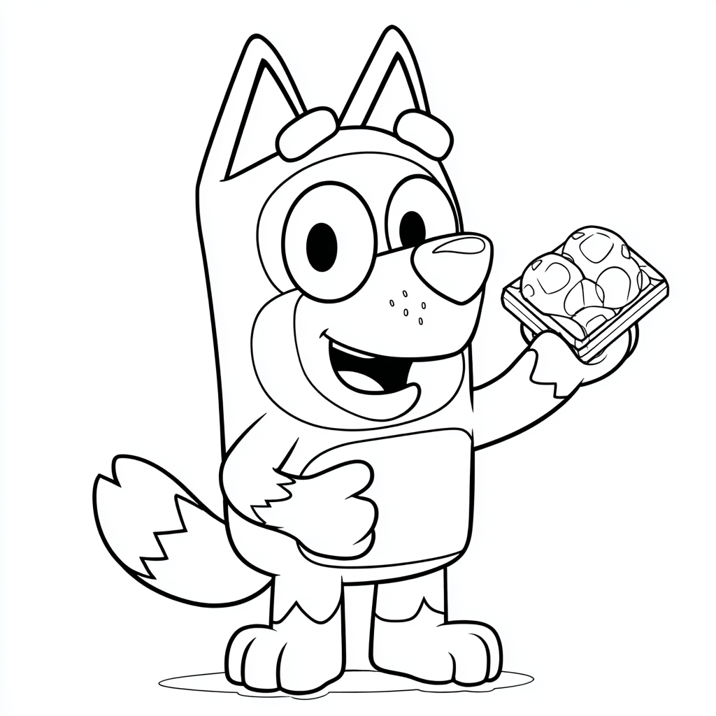 Bluey coloring page – Bingo Playing Bingo Holding A Toy Clean