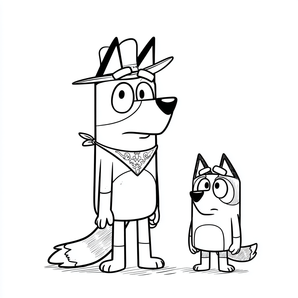Bluey coloring page – Bluey And Bandit Bluey With Her Dad Band