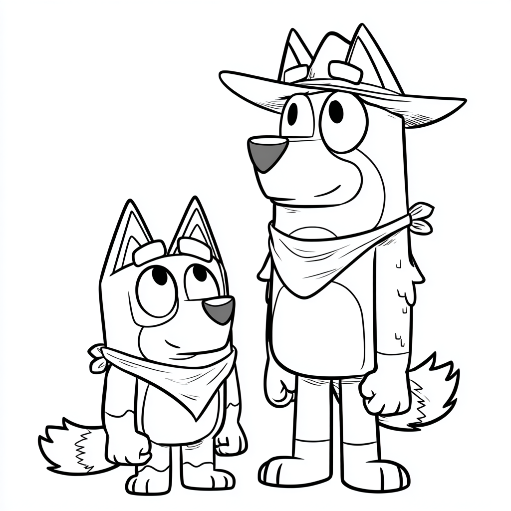 Bluey coloring page – Bluey And Bandit Bluey With Her Dad Band