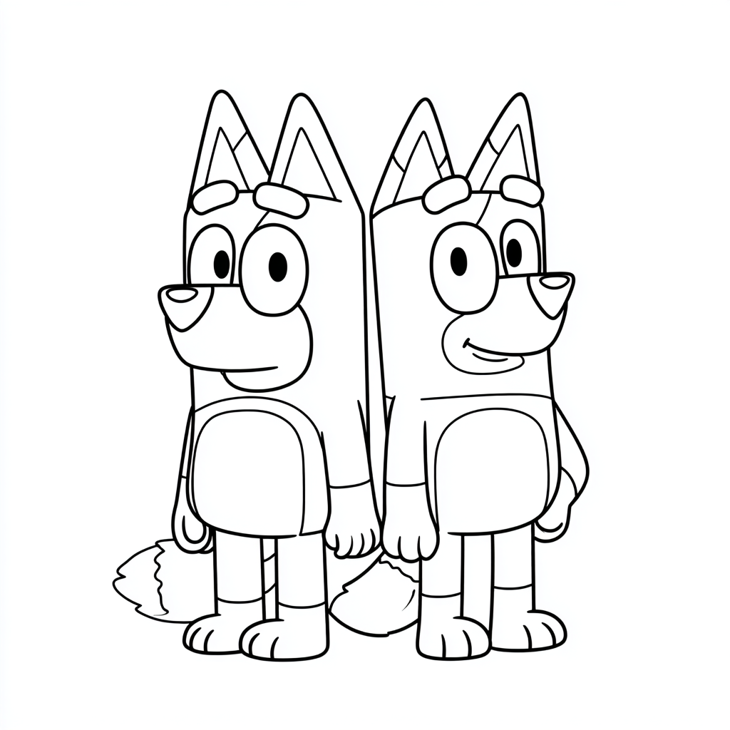 Bluey coloring page – Bluey And Bingo Simple Line Art Bold Out