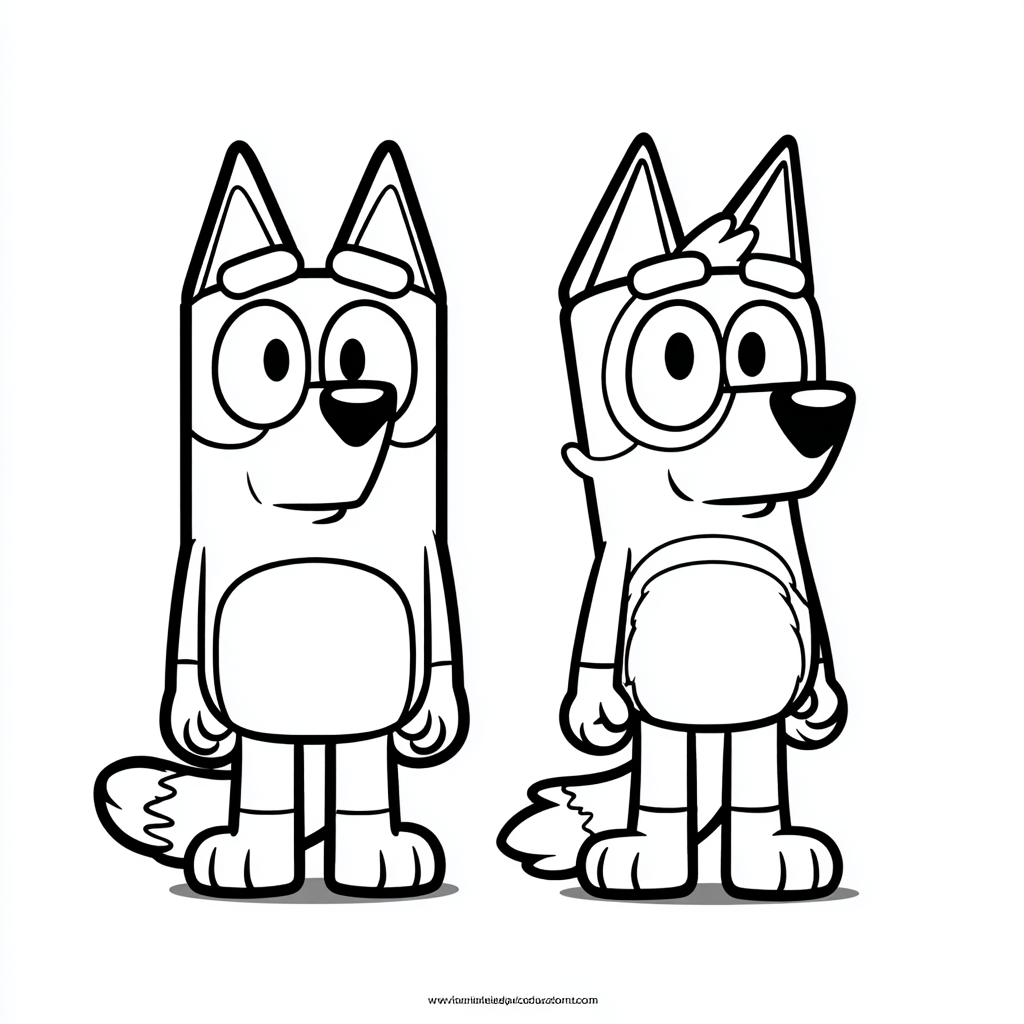 Bluey coloring page – Bluey And Bingo Simple Line Art Bold Out