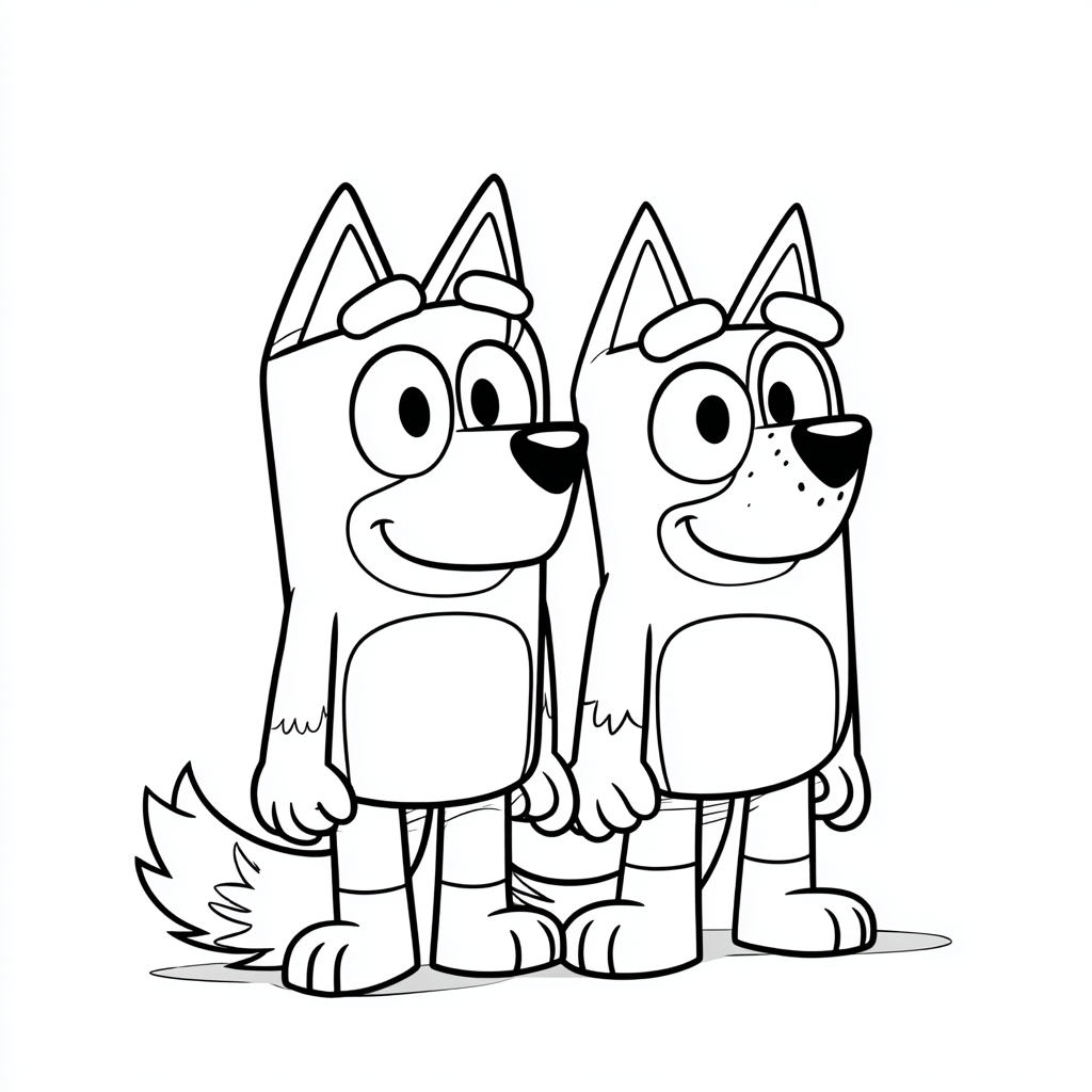 Bluey coloring page – Bluey And Bingo Simple Line Art Bold Out