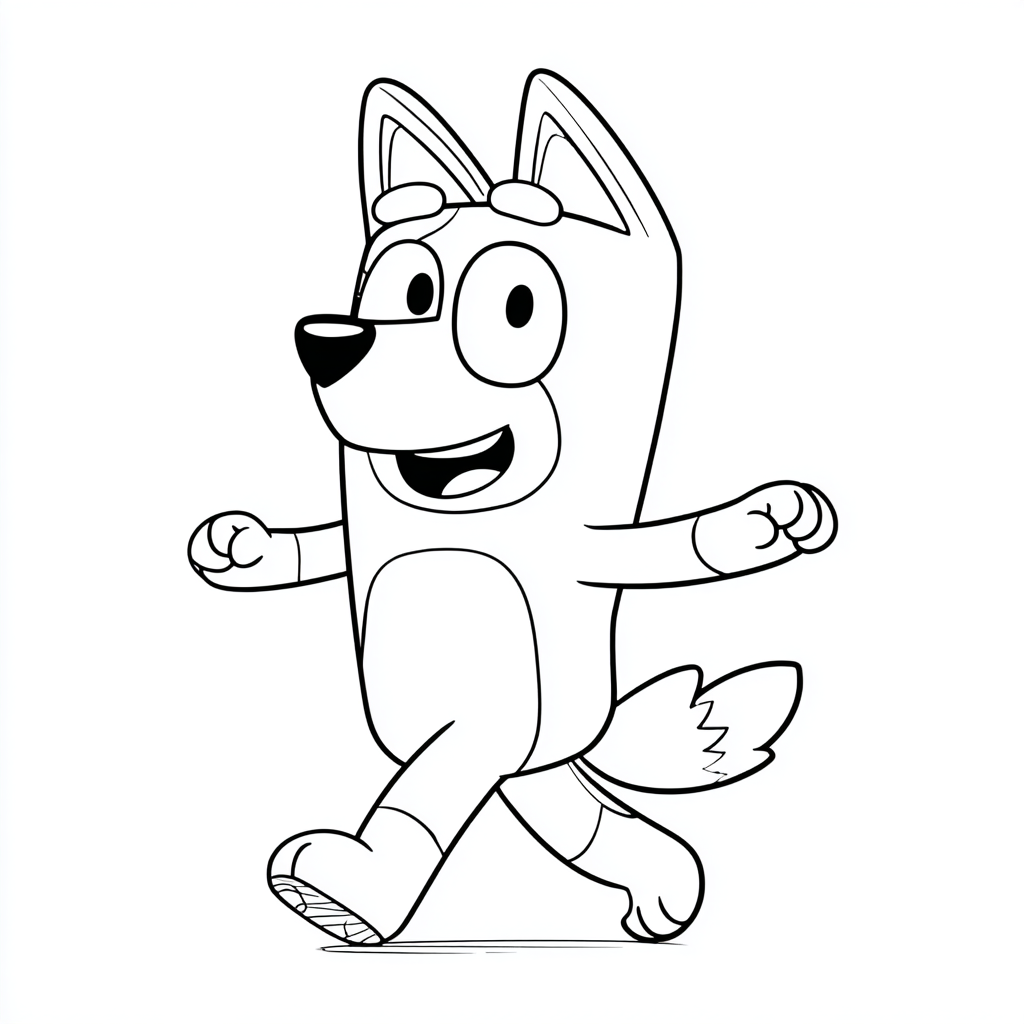 Bluey coloring page – Bluey Dancing Clean Cartoon Outline Smoo