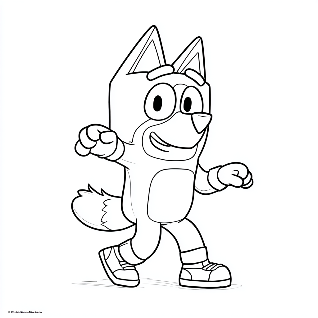 Bluey coloring page – Bluey Dancing Clean Cartoon Outline Smoo