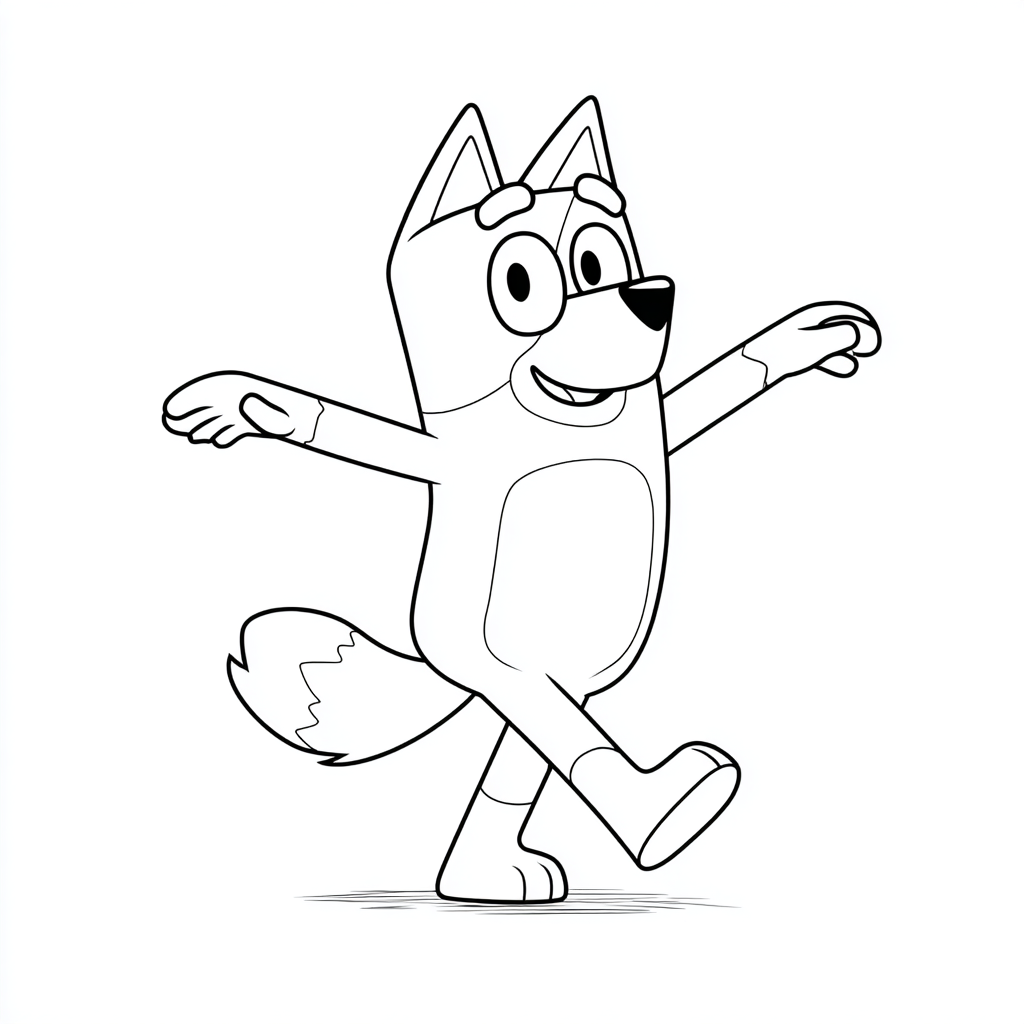 Bluey coloring page – Bluey Dancing Clean Cartoon Outline Smoo