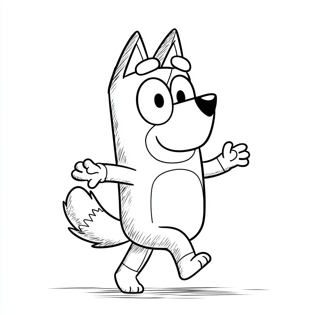 Bluey coloring page – Bluey Dancing Clean Cartoon Outline Smoo