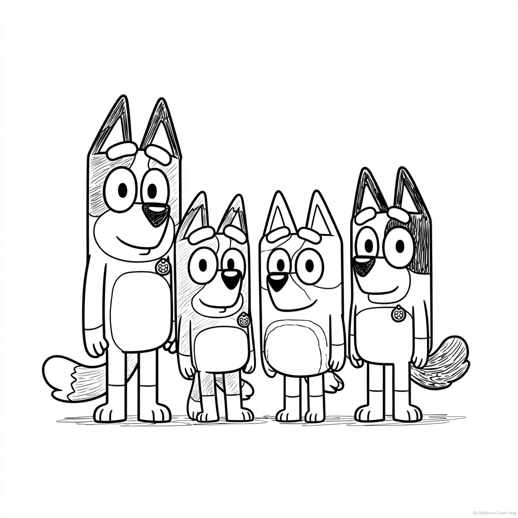 Bluey coloring page – Bluey Family Bluey Bingo Bandit And Chil