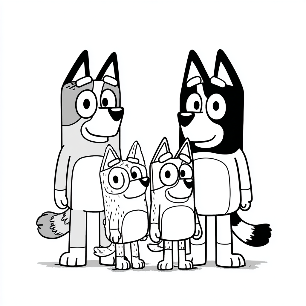 Bluey coloring page – Bluey Family Bluey Bingo Bandit And Chil