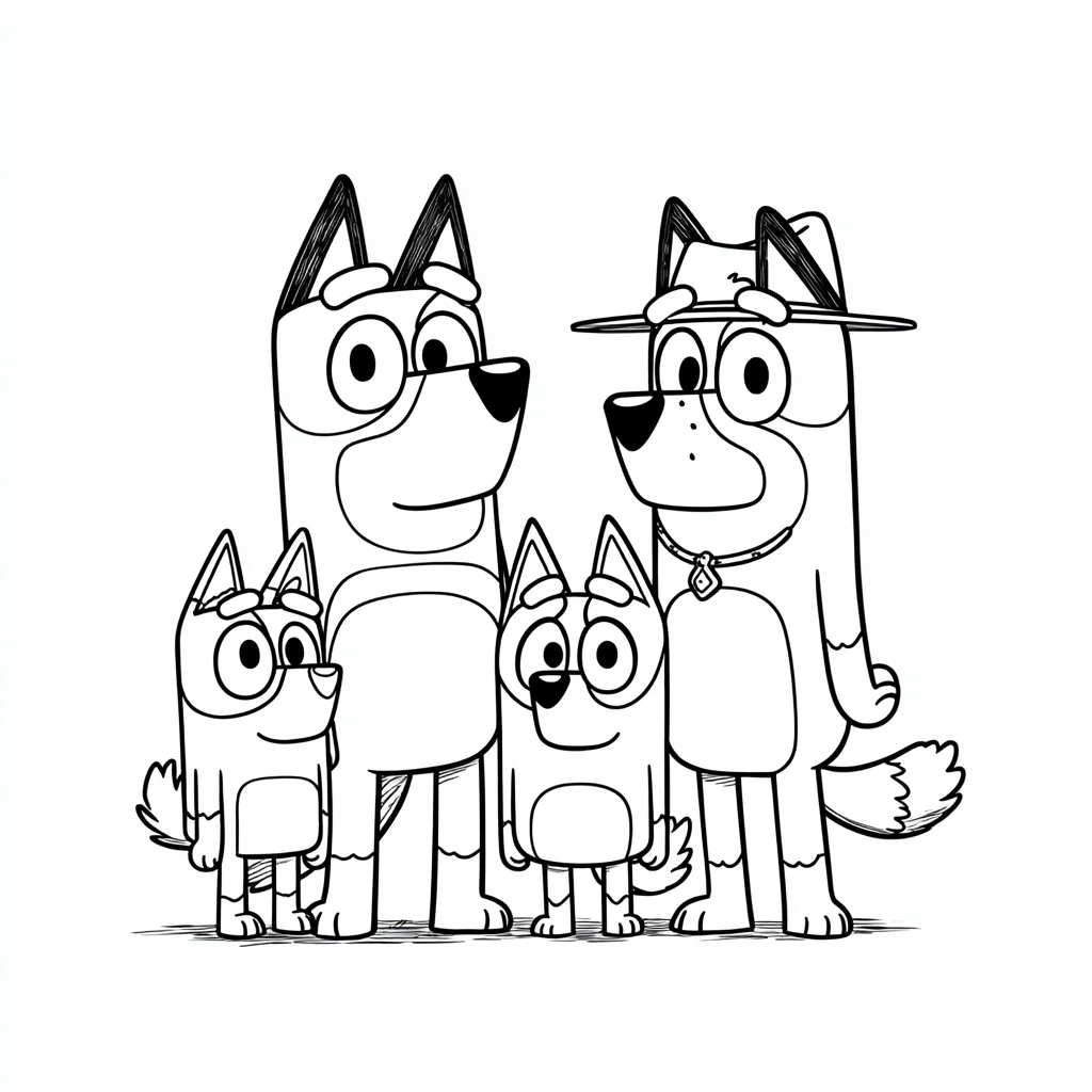Bluey coloring page – Bluey Family Bluey Bingo Bandit And Chil