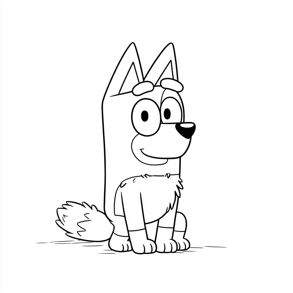 Bluey coloring page – Bluey Sitting Cute Sitting Pose Simple C