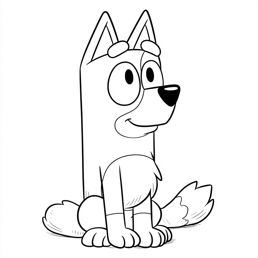 Bluey coloring page – Bluey Sitting Cute Sitting Pose Simple C