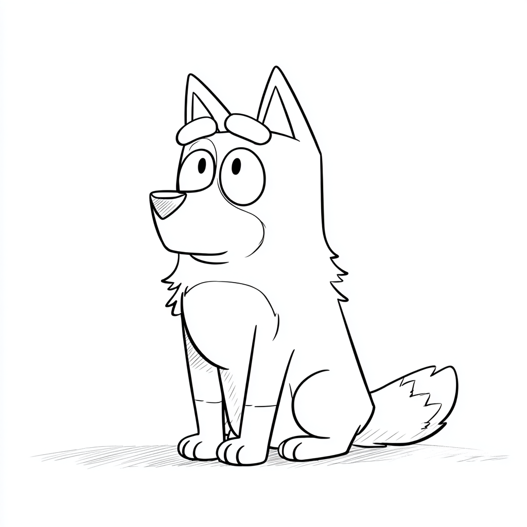 Bluey coloring page – Bluey Sitting Cute Sitting Pose Simple C