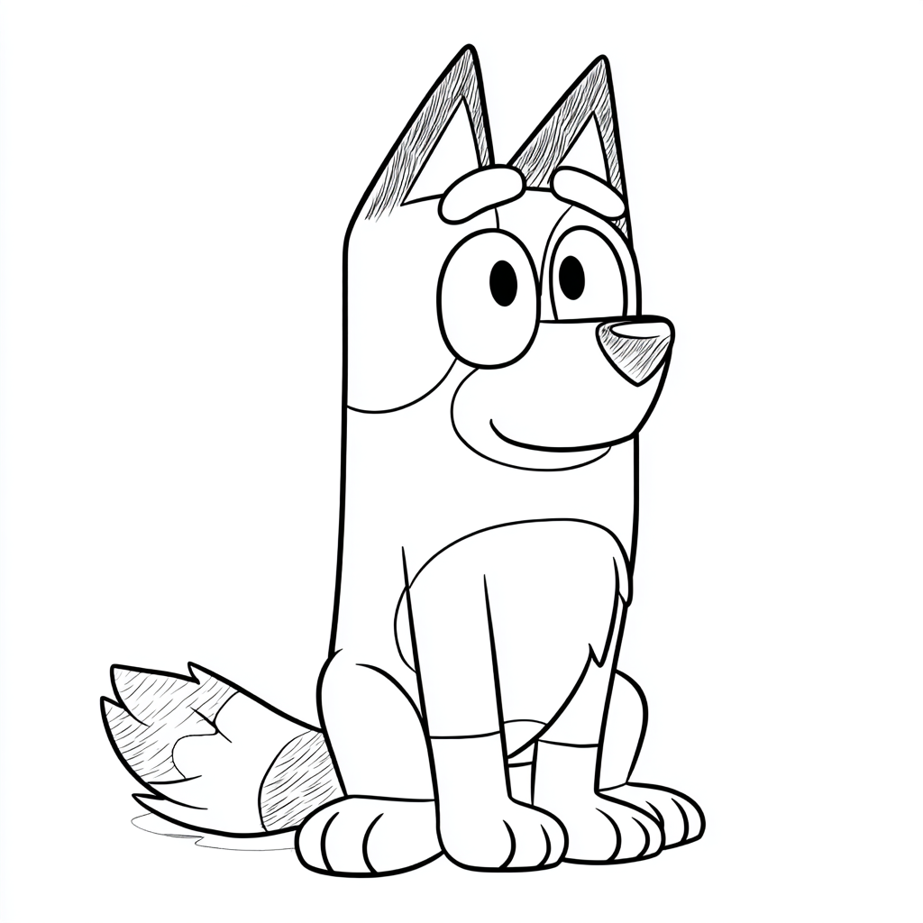 Bluey coloring page – Bluey Sitting Cute Sitting Pose Simple C