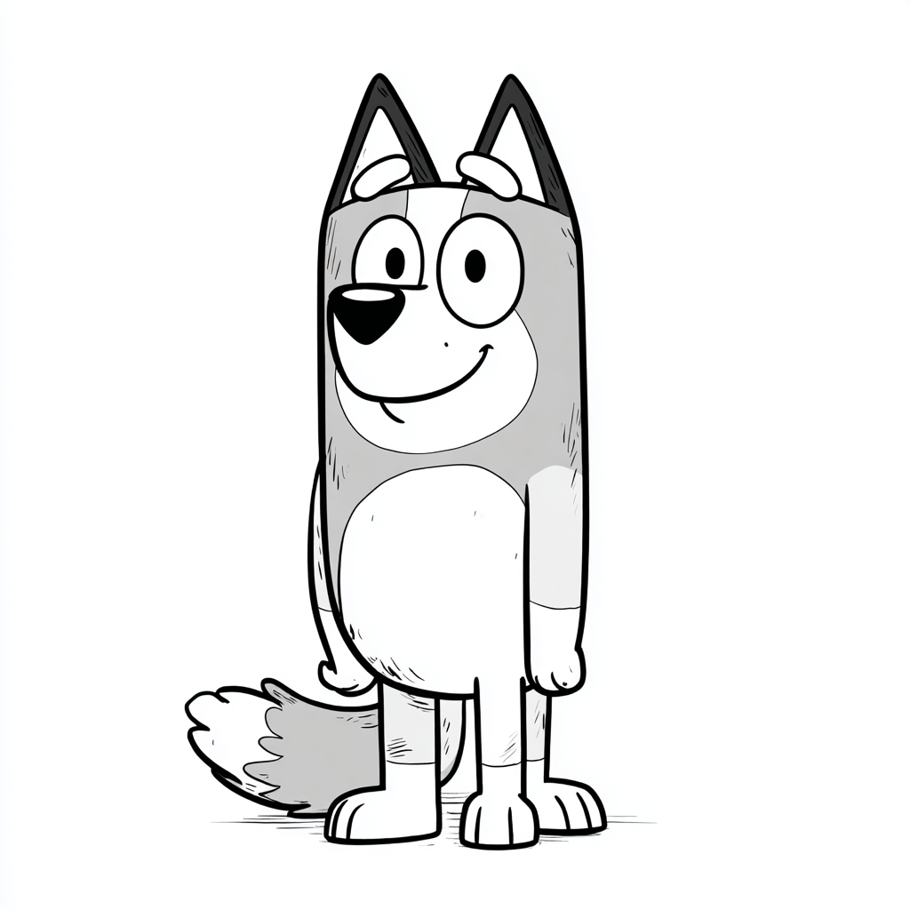Bluey coloring page – Bluey Smiling Cute Front Pose Minimal De