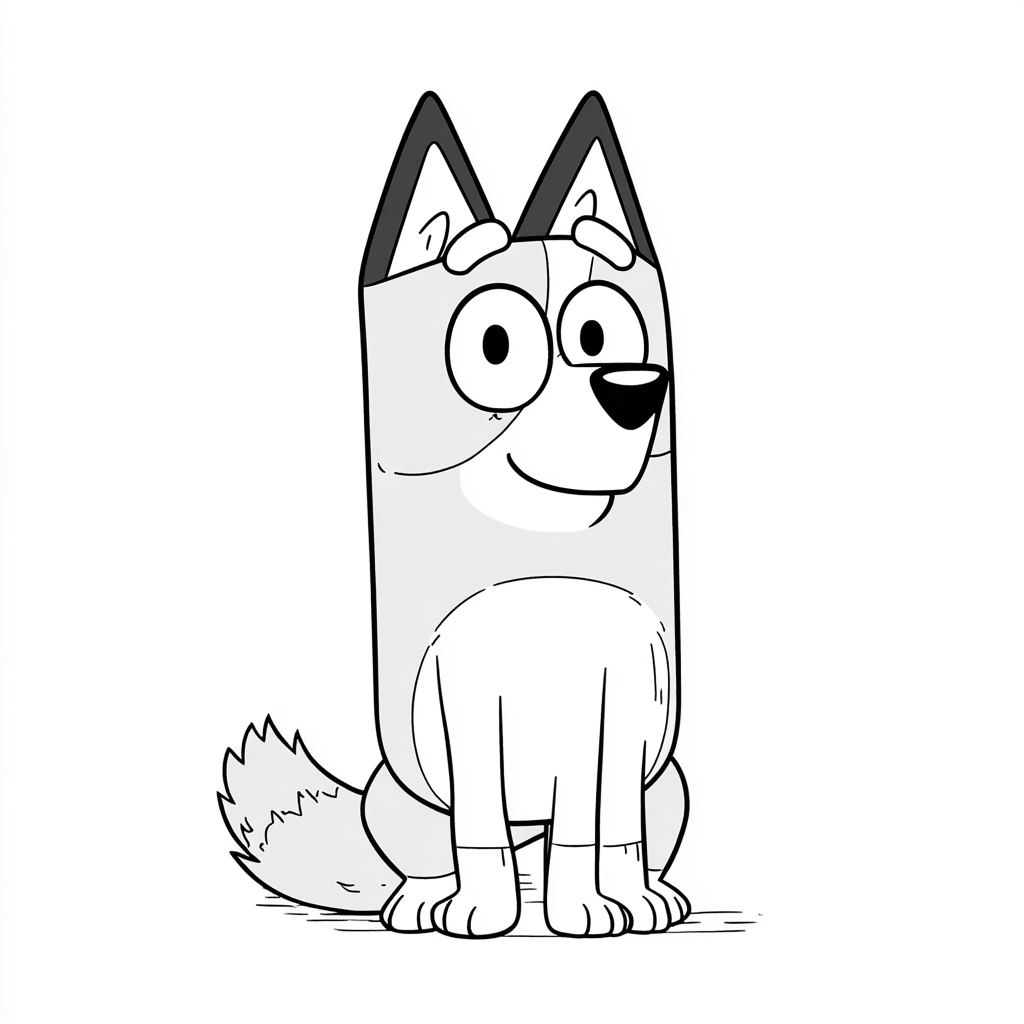 Bluey coloring page – Bluey Smiling Cute Front Pose Minimal De